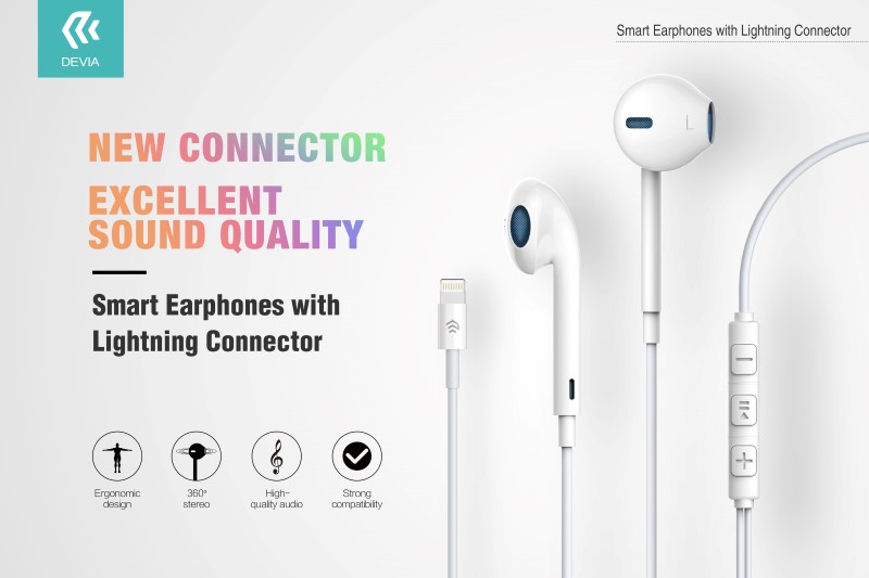 Auricolari Devia con Microfono e Connettore Lightning