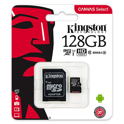 Micro SD Kingston Canvas Select 128GB con adattatore